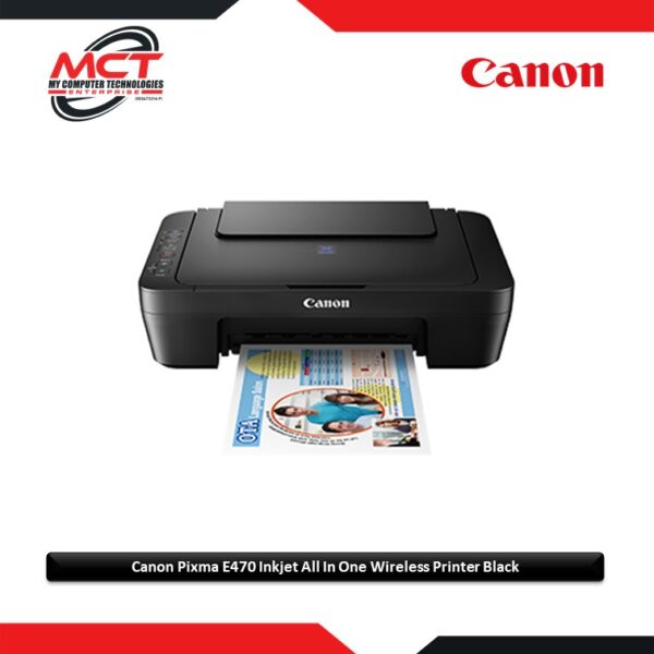 Canon Pixma E470 Inkjet All In One Wireless Printer Black