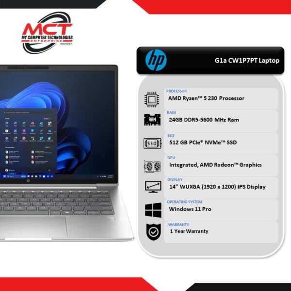 HP Probook 4 G1a CW1P7PT 14" WUXGA Business Laptop Silver (R5-230 ,24GB DDR5, 512GB SSD, Intel, W11P, 1Y)