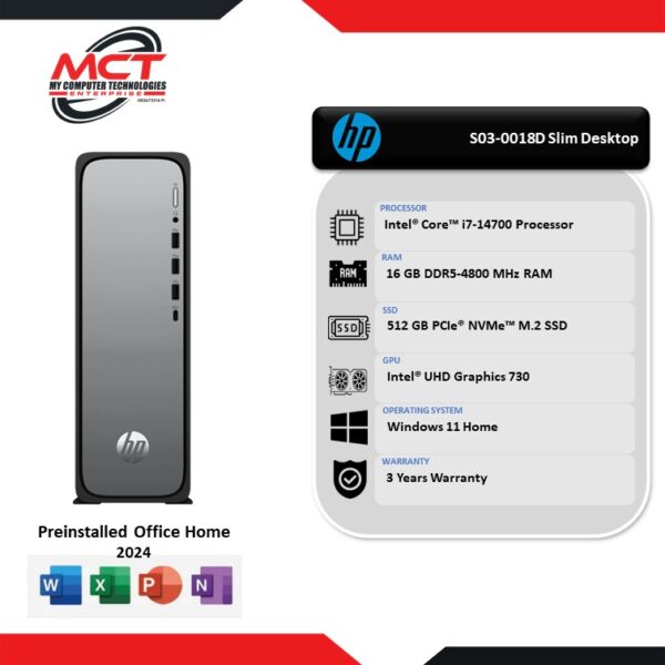 HP OmniDesk S03-0018D Slim Desktop PC (I7-14700, 16GB DDR5, 512GB SSD, Intel, W11, H&S+M365, 3Y)
