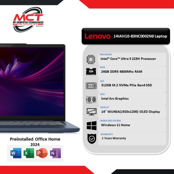 LENOVO IdeaPad Slim 5 14IAH10 83NC0003MJ 14" Laptop (CU5-225H, 24GB DDR5, 512GB SSD, Intel Arc, HS, W11, 2Y)