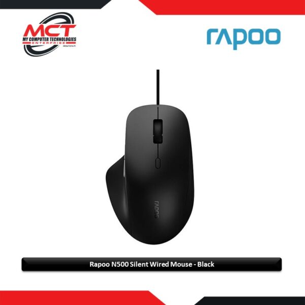 Rapoo N500 Silent Wired 3600DPI Optical Adjustable Mouse Black