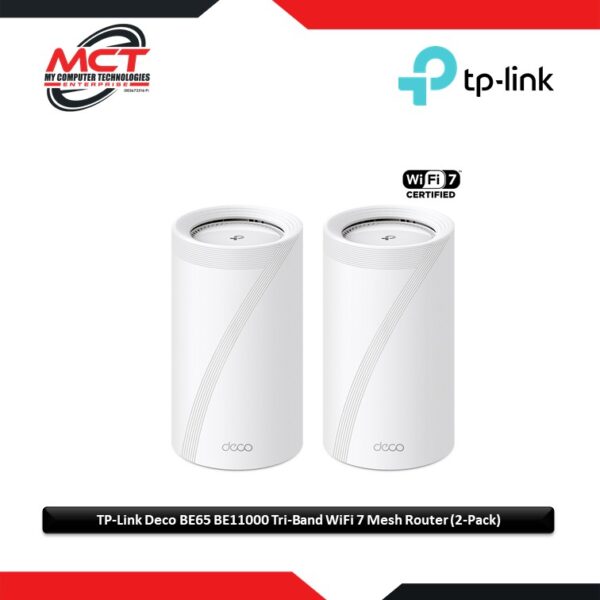 TP-Link Deco BE85 BE22000 Tri Band Whole Home Mesh WiFi 7 System (2-Pack)
