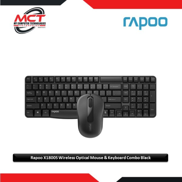 Rapoo X1800S Wireless Optical Mouse & Keyboard Combo Black