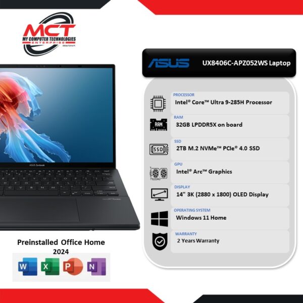 Asus Zenbook Duo 14 OLED UX8406C-APZ052WS 14" 3K Touch Laptop Inkwell Gray (CU9-285H, 32GB LPDDR5X, 2TB, Intel Arc, W11, HS+M365, 2Y)