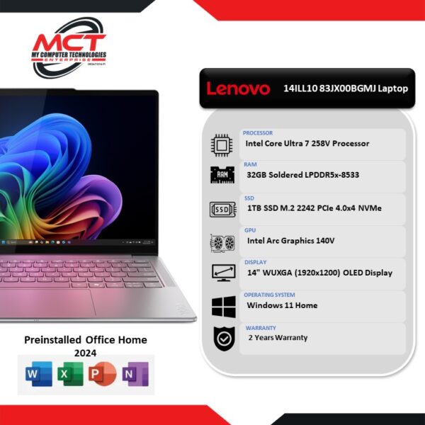 Lenovo Yoga Slim 7 14ILL10 83JX00BGMJ 14" WUXGA OLED Luna Grey (CU7-258V, 32GB LPDDR5x, 1TB SSD, Intel Arc, H&S, W11, 2Y)