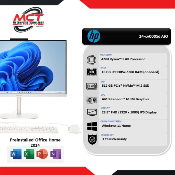 HP OmniStudio 24-cv0005d 23.8" FHD All-in-One Desktop PC (R5-40, 16GB, 512GB SSD, ATI, W11, HS+M365, 3Y)