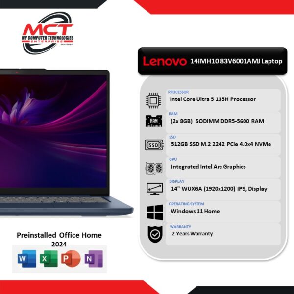 Lenovo IdeaPad Slim 5 14IMH10 83V6001AMJ 14" WUXGA Laptop Cosmic Blue(CU5 135H, 16GB DDR5, 512GB, Intel, W11, HS+M365, 2Y)