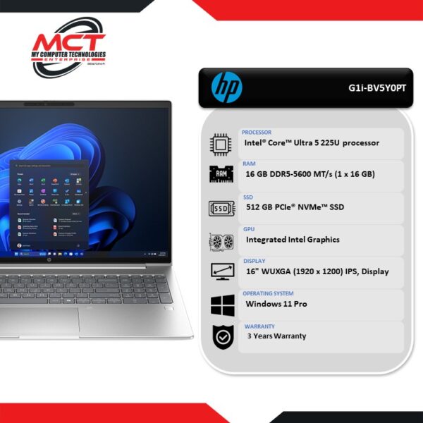 HP PROBOOK 4 G1i-BV5Y0PT 16"WUXGA Notebook AI Pike Silver (CU5 225U, 16GB DDR5, 512 GB SSD, Intel, W11P, 3Y)