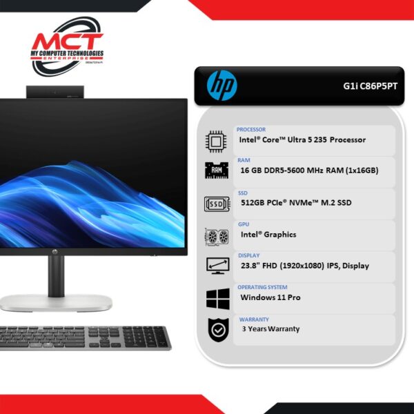 HP ProStudio 4 G1i C86P5PT 23.8" FHD All-in-One Desktop AI PC Black (CU5-235, 16GB DDR5, 512GB SSD, Intel, W11P, 3Y)